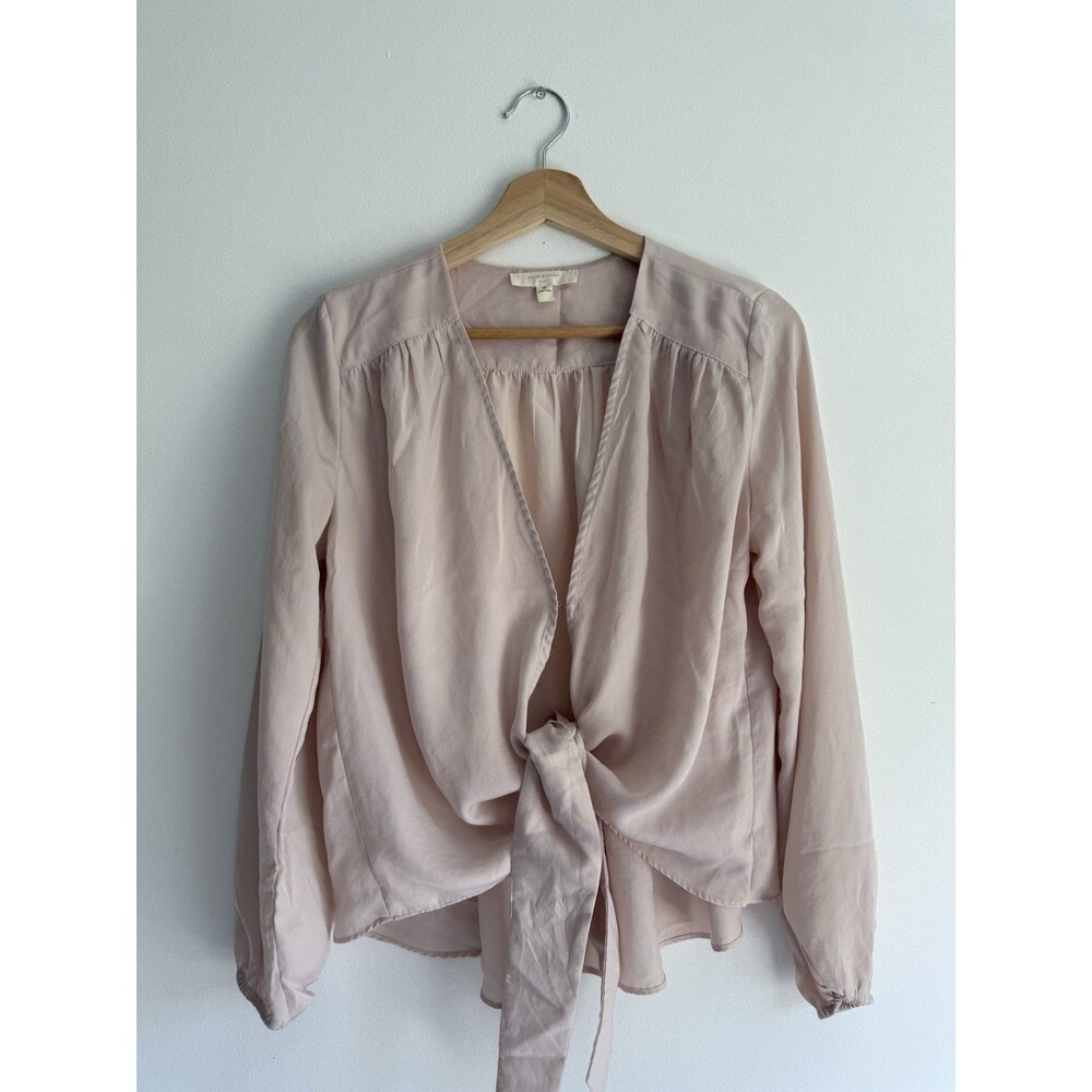 Grade & Gather Women’s Blush Tie-Front Blouse – Size M – Soft Lightweight Top